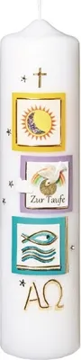 Produktbild von Taufkerze 25 x 6 cm mit Namensverzierung und Geschenkkarton, Nr. 92