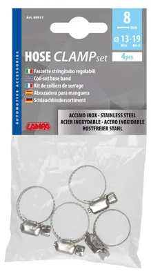 Image de LAMPA, collier de serrage pour tuyau, modèle 69931, 8 mm, en acier inoxydable