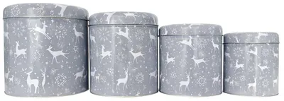 Image de Lot de 4 boîtes rondes de Noël pour biscuits et cadeaux