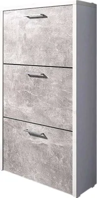 Produktbild von Schuhkipper FULDA 1 in weiß / Strukturbeton, 3 Klappen, Doppelwalze, 61 cm breit