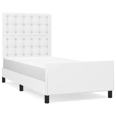 Produktbild von vidaXL Bettgestell mit Kopfteil Weiß 90x190 cm Kunstleder
