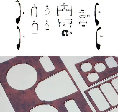 Zdjęcie produktu dla Hyundai Santa Fe 2002-2006 wystrój wnętrza kokpit wygląd drewna burl 14 szt