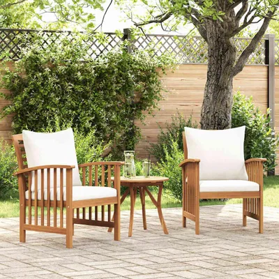 Produktbild von VidaXL 310257, Terrasse, Gepolsterter Sitz, Akazienholz, Cremefarben, Weiß, Polyester, 590 mm
