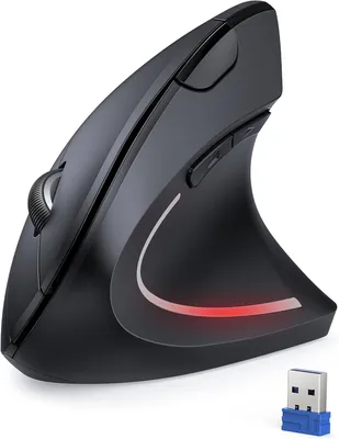 Produktbild von 2,4 G Vertikale Kabellose Maus Ergonomisch Leise Einstellbar mit 5 Stufen mit 4800 DPI 6 Tasten Optische Mäuse mit Kontrollleuchten für Laptop Desktop