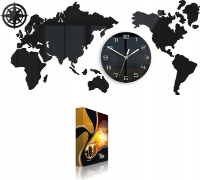 Produktbild von ModernClock, wanduhr groß, Weltkarte Uhr, wanduhr 80cm, World Map, Stilvoll,