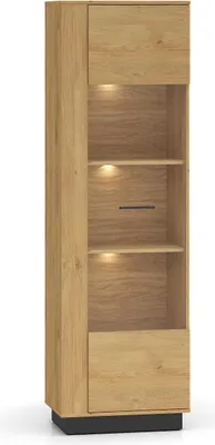 Obrázek produktu pro FURNLUX Vitrína Modesto Dub a černá 60 cm / Hlavní barva: béžová / Rozměry: 60 x 196 x 40 cm