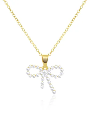 Produktbild von Gilieyer Glänzend Schleife Halskette Anhänger, Kette Damen Gold Silber Schleifen