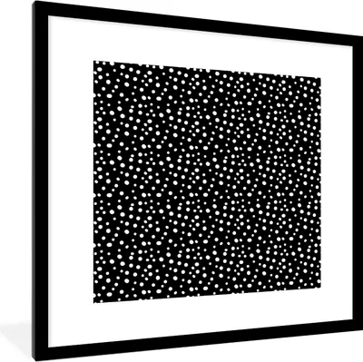 Produktbild von MuchoWow® Gerahmtes Poster Polka dots - Schwarz - Weiß - Design 40x40 cm - Poster mit Schwarzem Bilderrahmen Wandposter Rahmen Foto Bilder - Poster - Plakat im Rahmen