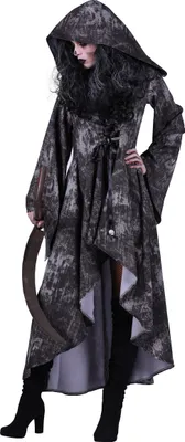 Produktbild von Skelett Sensenfrau Kleid Fasching Karneval Kostüm Größe: XL-XXL