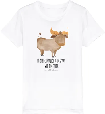 Produktbild von Mr. & Mrs. Panda Kleinkinder T-Shirt Sternzeichen Stier 3-4 Jahre (98/104) - Weiß - Geschenk, Geburtstag April, Rind, Mai, Kindershirt, Kinder Jungen, Shirt, Ochse