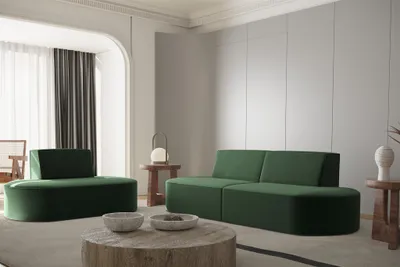 Produktbild von Sofaset Designersofa Set 2-1 MILOT in Stoff Opera Velvet Grün