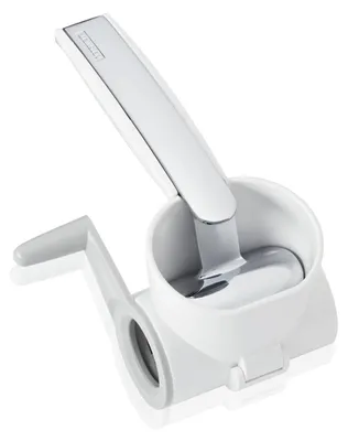 Produktbild von Leifheit Parmesanmühle ComfortLine-Serie, Käsemühle zum leichten Reiben von Hartkäse mit Metallbügel zum Fixieren, einfache Reinigung, Käsehobel, Trommelreibe auch für Nüsse, Schokolade, Parmesanhobel