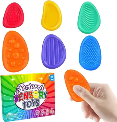 Image de Lot de 6 pierres sensorielles – Jouets sensoriels, jouets anti-stress, pierres sensorielles anti-anxiété, pierres sensorielles silencieuses pour TDA/TDAH/autisme