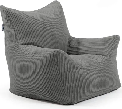 Produktbild von mokebo Kindersessel aus Cord 'Der Pausenheld', Sitzsack Kinder mit Füllung, auch als Lesesessel oder Sitzkissen fürs Kinderzimmer, Kindersitzsack oder Sessel für Kinder aus Cordstoff in Anthrazit