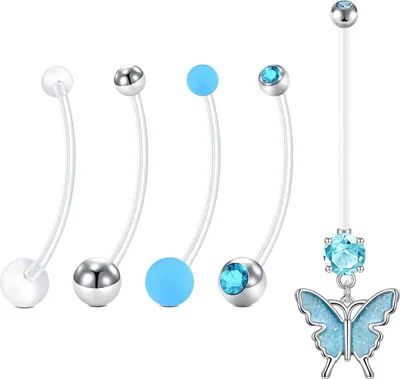 Image de LAURITAMI 6pcs Piercing de nombril de grossesse en acrylique UV 14/18/25/32/35/38mm tige