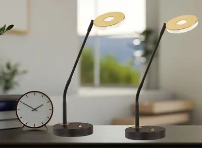 Produktbild von 2er SET LED Schreibtischlampen Schwarz /Gold mit Dimmer & Lichtfarbe - 60cm groß