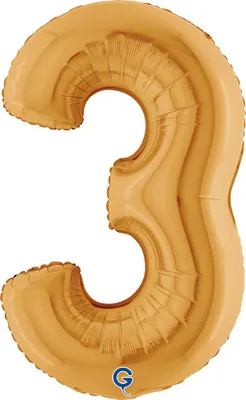 Produktbild von Karaloon goldener Ballon Zahl 3 aus aluminiumbeschichteter Folie
