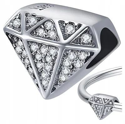 Zdjęcie produktu dla CHARMS DIAMENT srebro 925 koralik srebrna zawieszka diamencik charmsy 925