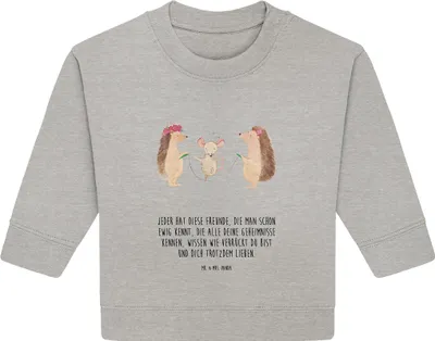 Produktbild von Mr. & Mrs. Panda Organic Baby Pullover Igel Seilhüpfen 12. - 18. Monat - Heather Grey - Geschenk, Bullover, Maus, Kinder, Seilspringen, Lustige Sprüche, Kindergarten