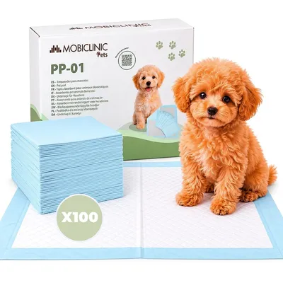 Obrázok produktu pre Mobiclinic Pets, balenie 100, podložka pre šteňatá, XL, 56x56 cm, 6 vrstiev, ultraabsorpčná, hygienická podložka, šteňatá, výcvik zvierat, mačky, Obrázok generovaný UI