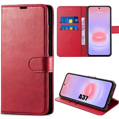 Image de Coque pour Samsung Galaxy A37 5G, Protection Flip Case Anti-Rayures Antichoc Cuir Synthétique Rouge