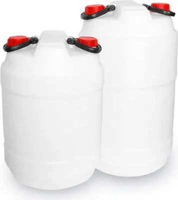 Image de Baril JPP-D, 50 litres, UN, fut en plastique a double goulot, pour fermentation, eau potable, HDPE