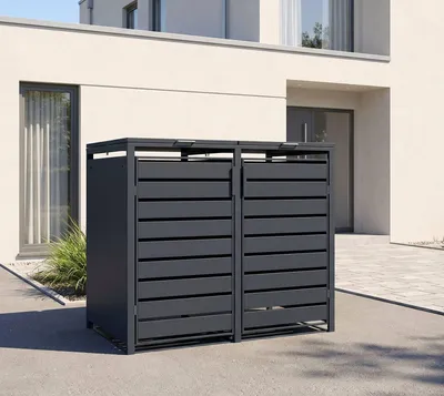 Produktbild von Westmann Metall Mülltonnenbox 2er Kubus 2x 240 L Anthrazit 132x80x116 cm