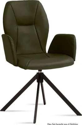 Produktbild von Armlehnstuhl drehbar (4er-Set) Deonne 58x92x60 Schwarz/Khaki