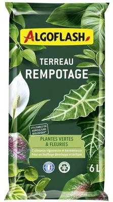 Image de Terreau Rempotage, Algoflash, Plantes Vertes & Plantes Fleuries, 6 L