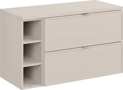 Produktbild von Badezimmer-Waschtischunterschrank 100 cm in Kaschmir mit 2 Schubladen & 3 offenen Fächern - BIBIONE-56