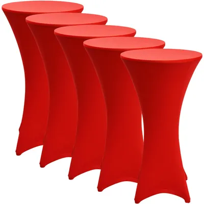 Image de Beautissu Table haute extensible Table de bistrot Husse, Ø80cm, rouge, lot de 5