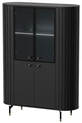 Immagine prodotto di Vetrina Zama 112x40x155cm a 4 ante, nera, con illuminazione