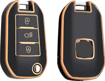 Image de Dutch Shield - Housse en TPU pour clés de voiture Peugeot - Housse de protection pour clés Cover A3B Gold, Noir