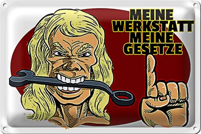 Produktbild von Blechschild Spruch 30x20cm Werkstatt meine Gesetze