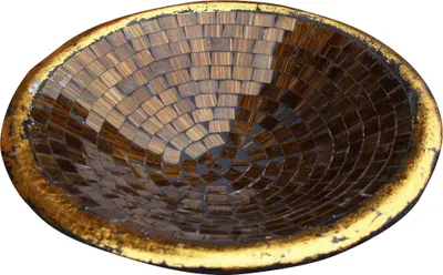 Produktbild von Runde Mosaikschale, Untersetzer, Dekoschale, Handgearbeitete Keramik & Glas Obst Schale - Design 5, Braun, Keramik,Glas, Größe: Groß (Ø 46 cm)