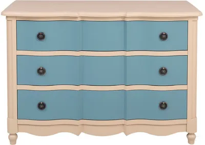 Produktbild von Casa Padrino Landhausstil Kommode mit 3 Schubladen Beige / Blau 130 cm - Landhausstil Möbel