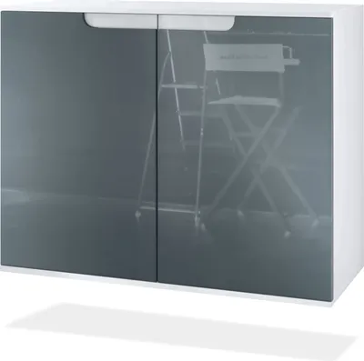 Produktbild von Vladon Kommode Sylt V3, Moderner Küchenschrank mit 2 großen Türen Weiß matt / Grau Hochglanz (92,5 x 73.5 x 35)
