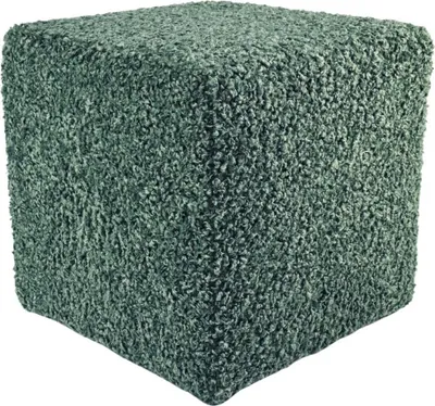 Obrázok produktu pre Štvorcová taburetka Bouclé ROLF 40x40 cm - štýlová čalúnená taburetka alebo podnožka z látky Teddy - tyrkysová