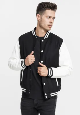 Image de Urban Classics Oldschool College Jacket blk/wht - L