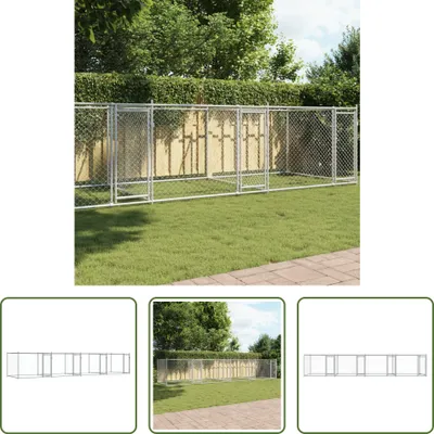 Immagine prodotto di The Living Store Cuccia per cani con porte Grigio 8x2x1,5 m Acciaio zincato