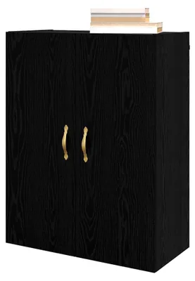 Produktbild von Hängeschrank für Badezimmer, Hängeschrank, Eiche, Schwarz, 69,5 x 34 x 90 cm, Holz