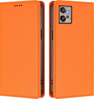 Immagine prodotto di Custodia in pelle per Motorola Moto G32, custodia a libro magnetica in Finto cuoio con supporto, arancione