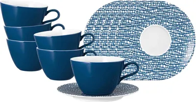 Produktbild von Seltmann Weiden Life Fashion Milchkaffeetasse mit Untertasse 370 ml 6er Set - Classic Blue