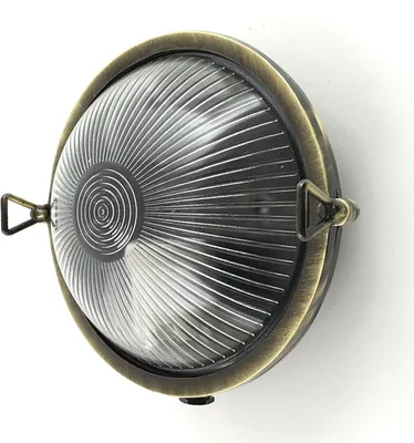 Produktbild von Wandleuchte außen Messing Glas E27 IP64 rund Ø 17,5 cm in antik Maritim Kellerleuchte