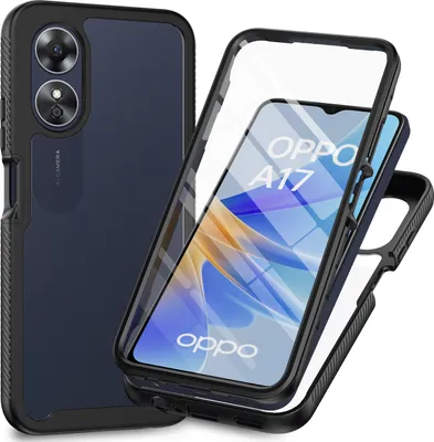 Produktbild von Oppo A17 Hülle, Bumper mit Eingebautem Displayschutz 360 Grad Komplettschutz Schutzhülle für Oppo A17 Schwarz