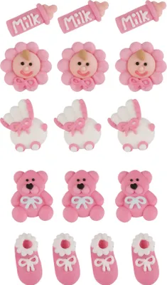 Produktbild von Tortendekor Taufe Tortenfigur 16 Zuckerfiguren ROSA