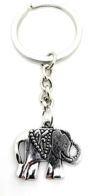 Produktbild von Onwomania Schlüsselanhänger Elefant gepunktet Silber Metall Anhänger Charm