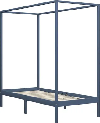 Produktbild von Himmelbett-Gestell Grau Massivholz Kiefer 100 x 200 cm