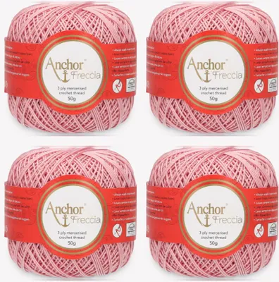 Image de 4 pelotes d'Anchor Freccia 6 – Fil de coton fin pour les projets au crochet (couleur 08316)