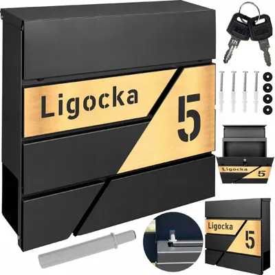 Obrázek produktu pro Antracitová Moderní Poštovní Schránka Na Dopisy S Laminátovým Povrchem, Velká, S Adresou